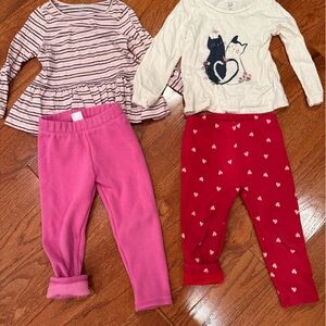 GAP Toddler Outfits size 2T & 3T with fleece lined leggings and long sleeve tops